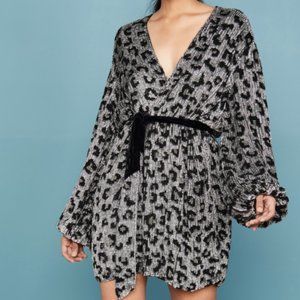 Retrofete Gabrielle Sequin Leopard Mini Robe Dress